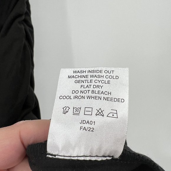 Quince Women's Black Tencel Jersey Maternity Ruched Dress sz L NWOT Short Sleeve - Picture 3 of 4